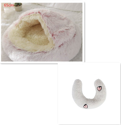 2 In 1 Dog And Cat Bed Pet Winter Bed Round Plush Warm Bed House Soft Cat Bed Pet Winter Bed Round Plush Warm Bed House Soft Long Plush Pets Bed Pet Products