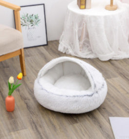 2 In 1 Dog And Cat Bed Pet Winter Bed Round Plush Warm Bed House Soft Cat Bed Pet Winter Bed Round Plush Warm Bed House Soft Long Plush Pets Bed Pet Products