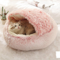 2 In 1 Dog And Cat Bed Pet Winter Bed Round Plush Warm Bed House Soft Cat Bed Pet Winter Bed Round Plush Warm Bed House Soft Long Plush Pets Bed Pet Products