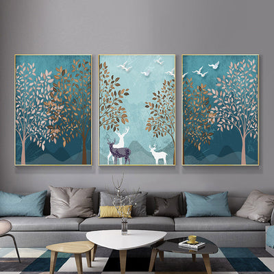 Nordic Modern Forest Landscape Living Room Wall Painting Canvas PaintiNordic Modern Forest Landscape Living Room Wall Painting Canvas Painting