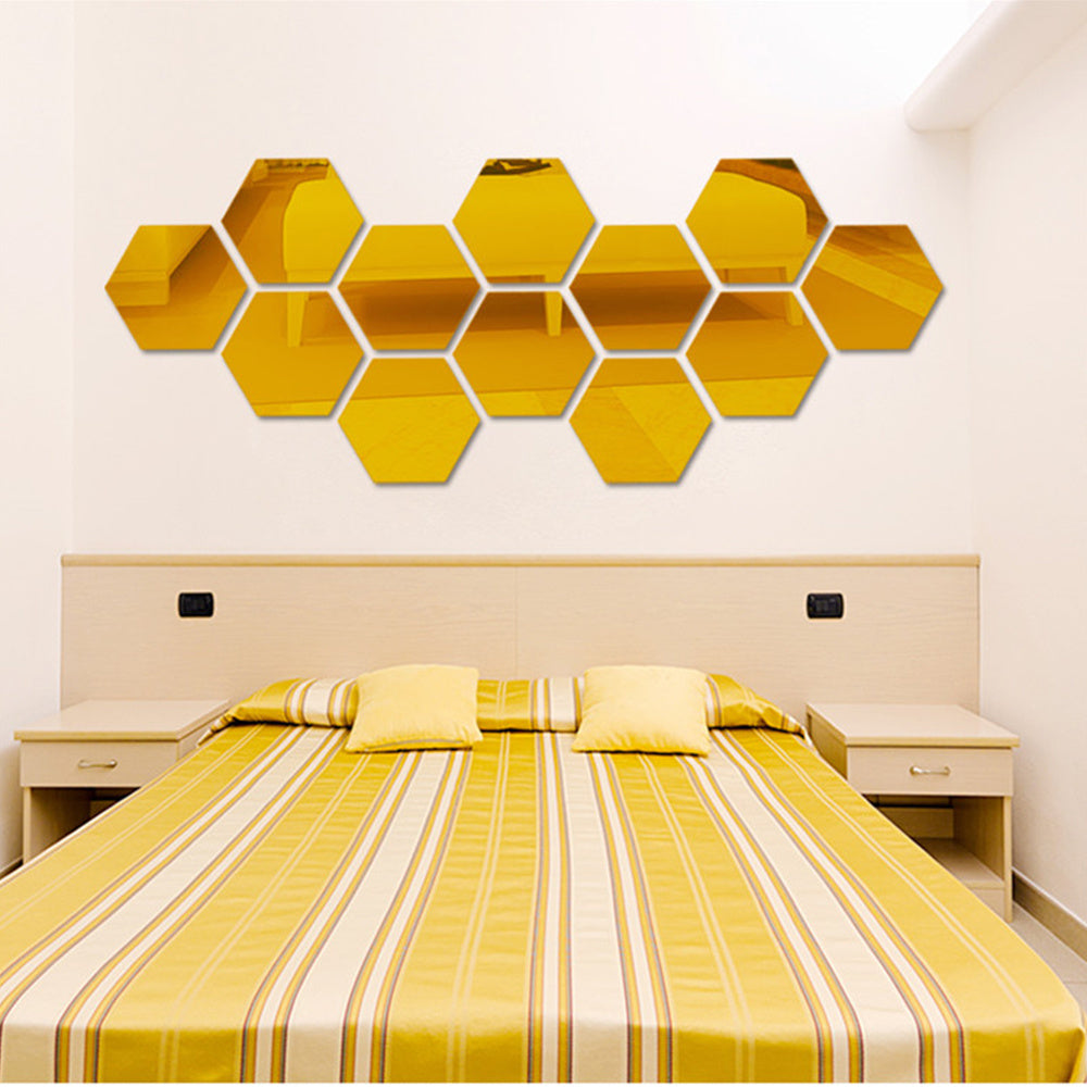 Hexagonal Mirror Acrylic Wall Sticker Background Wall Crystal Stereo MHexagonal Mirror Acrylic Wall Sticker Background Wall Crystal Stereo Mirror Sticker