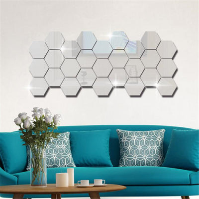 Hexagonal Mirror Acrylic Wall Sticker Background Wall Crystal Stereo MHexagonal Mirror Acrylic Wall Sticker Background Wall Crystal Stereo Mirror Sticker