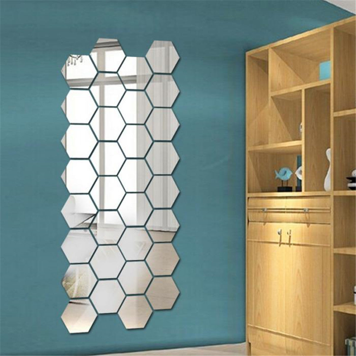 Hexagonal Mirror Acrylic Wall Sticker Background Wall Crystal Stereo MHexagonal Mirror Acrylic Wall Sticker Background Wall Crystal Stereo Mirror Sticker
