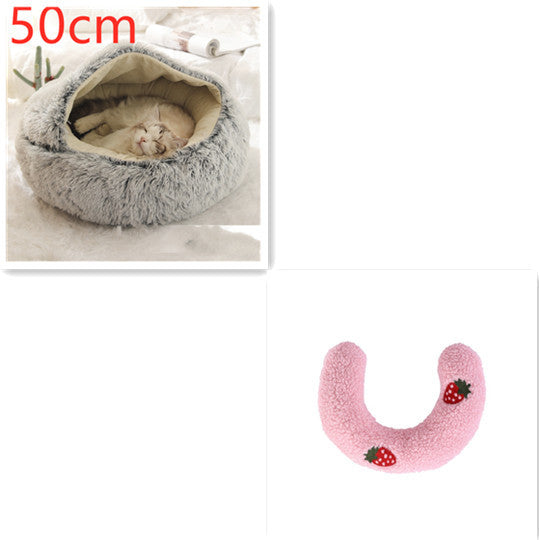 2 In 1 Dog And Cat Bed Pet Winter Bed Round Plush Warm Bed House Soft Cat Bed Pet Winter Bed Round Plush Warm Bed House Soft Long Plush Pets Bed Pet Products