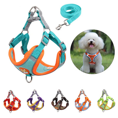 New Dog Leash And Harness Set Pet Dog Harness And Leash Set AdjustableLeash Set Adjustable Puppy Cat Harness Vest Reflective Walking