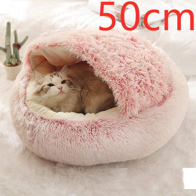 2 In 1 Dog And Cat Bed Pet Winter Bed Round Plush Warm Bed House Soft Cat Bed Pet Winter Bed Round Plush Warm Bed House Soft Long Plush Pets Bed Pet Products
