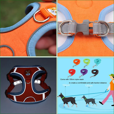 New Dog Leash And Harness Set Pet Dog Harness And Leash Set AdjustableLeash Set Adjustable Puppy Cat Harness Vest Reflective Walking