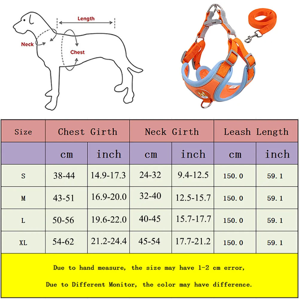 New Dog Leash And Harness Set Pet Dog Harness And Leash Set AdjustableLeash Set Adjustable Puppy Cat Harness Vest Reflective Walking