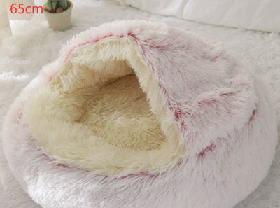 2 In 1 Dog And Cat Bed Pet Winter Bed Round Plush Warm Bed House Soft Cat Bed Pet Winter Bed Round Plush Warm Bed House Soft Long Plush Pets Bed Pet Products