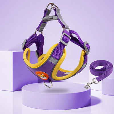 New Dog Leash And Harness Set Pet Dog Harness And Leash Set AdjustableLeash Set Adjustable Puppy Cat Harness Vest Reflective Walking