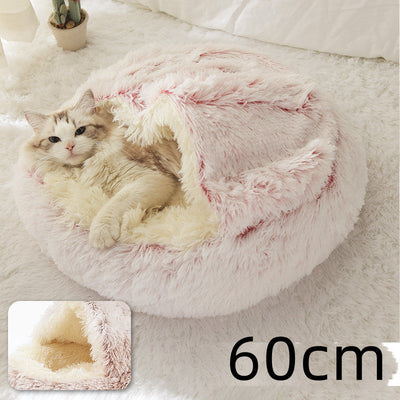 2 In 1 Dog And Cat Bed Pet Winter Bed Round Plush Warm Bed House Soft Cat Bed Pet Winter Bed Round Plush Warm Bed House Soft Long Plush Pets Bed Pet Products