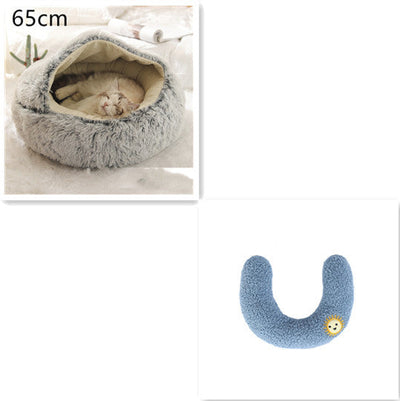 2 In 1 Dog And Cat Bed Pet Winter Bed Round Plush Warm Bed House Soft Cat Bed Pet Winter Bed Round Plush Warm Bed House Soft Long Plush Pets Bed Pet Products