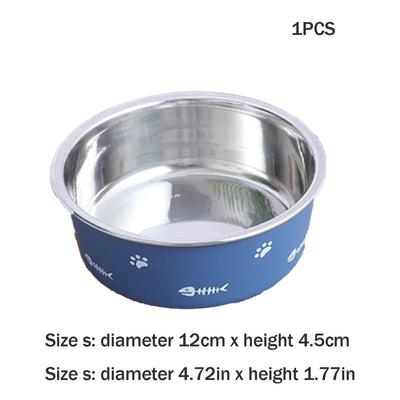 Pet Food Bowl Stainless Steel Pet Bowl New Double Thickened Floor Suction Dog Bowl Scandinavian Style Non-Slip Pet Bowl
