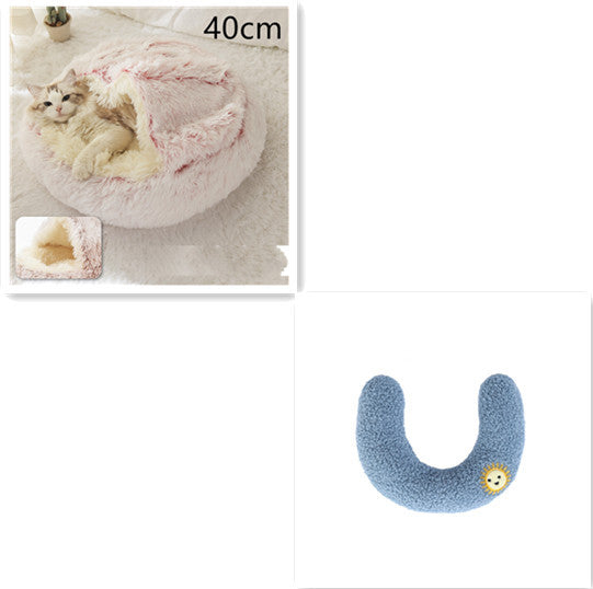 2 In 1 Dog And Cat Bed Pet Winter Bed Round Plush Warm Bed House Soft Cat Bed Pet Winter Bed Round Plush Warm Bed House Soft Long Plush Pets Bed Pet Products