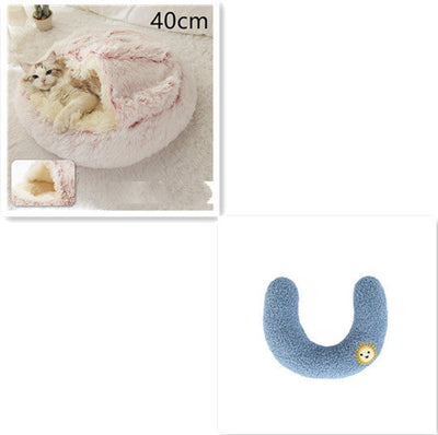 2 In 1 Dog And Cat Bed Pet Winter Bed Round Plush Warm Bed House Soft Cat Bed Pet Winter Bed Round Plush Warm Bed House Soft Long Plush Pets Bed Pet Products