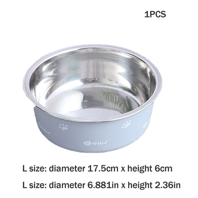 Pet Food Bowl Stainless Steel Pet Bowl New Double Thickened Floor Suction Dog Bowl Scandinavian Style Non-Slip Pet Bowl