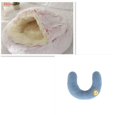 2 In 1 Dog And Cat Bed Pet Winter Bed Round Plush Warm Bed House Soft Cat Bed Pet Winter Bed Round Plush Warm Bed House Soft Long Plush Pets Bed Pet Products