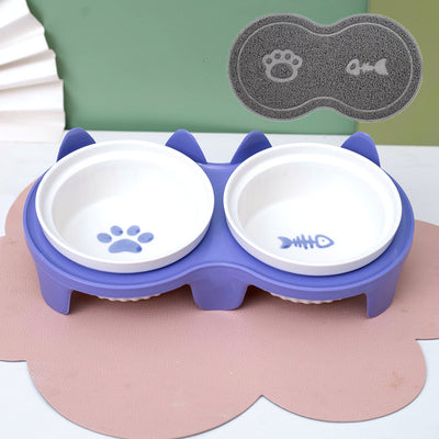 Cat Bowl Ceramic Double Bowl Water Bowl Tall Diagonal Pet Bowl supplies