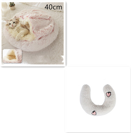 2 In 1 Dog And Cat Bed Pet Winter Bed Round Plush Warm Bed House Soft Cat Bed Pet Winter Bed Round Plush Warm Bed House Soft Long Plush Pets Bed Pet Products