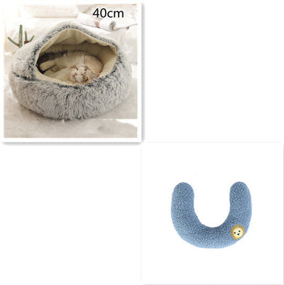 2 In 1 Dog And Cat Bed Pet Winter Bed Round Plush Warm Bed House Soft Cat Bed Pet Winter Bed Round Plush Warm Bed House Soft Long Plush Pets Bed Pet Products