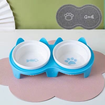 Cat Bowl Ceramic Double Bowl Water Bowl Tall Diagonal Pet Bowl supplies