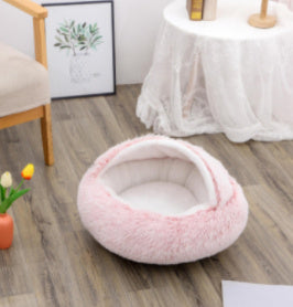 2 In 1 Dog And Cat Bed Pet Winter Bed Round Plush Warm Bed House Soft Cat Bed Pet Winter Bed Round Plush Warm Bed House Soft Long Plush Pets Bed Pet Products