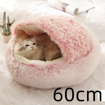 2 In 1 Dog And Cat Bed Pet Winter Bed Round Plush Warm Bed House Soft Cat Bed Pet Winter Bed Round Plush Warm Bed House Soft Long Plush Pets Bed Pet Products