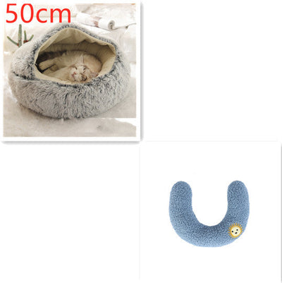 2 In 1 Dog And Cat Bed Pet Winter Bed Round Plush Warm Bed House Soft Cat Bed Pet Winter Bed Round Plush Warm Bed House Soft Long Plush Pets Bed Pet Products