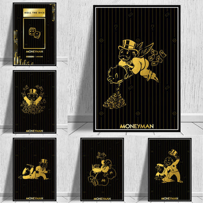 Abstract Golden Monopoly Art Posters And Prints Rich Money Man PictureAbstract Golden Monopoly Art Posters