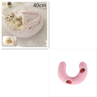 2 In 1 Dog And Cat Bed Pet Winter Bed Round Plush Warm Bed House Soft Cat Bed Pet Winter Bed Round Plush Warm Bed House Soft Long Plush Pets Bed Pet Products
