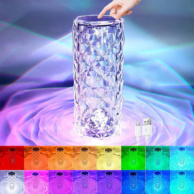 16 colors rose rays crystal diamond table lamp
